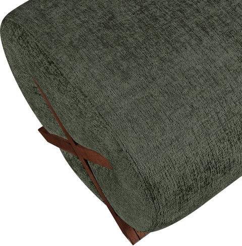 Waverly Green Fabric Upholstered Ottoman, 1 Piece (Style 2)