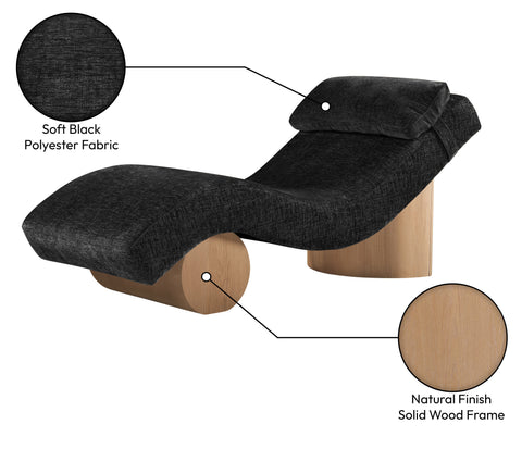 Rowan Black Fabric Upholstered Chaise Lounge, 1 Piece
