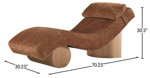 Rowan Cognac Fabric Upholstered Chaise Lounge, 1 Piece