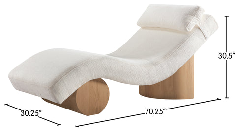 Rowan Cream Fabric Upholstered Chaise Lounge, 1 Piece