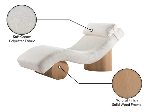 Rowan Cream Fabric Upholstered Chaise Lounge, 1 Piece