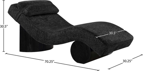 Rowan Black Fabric Upholstered Chaise Lounge, 1 Piece (Style 2)
