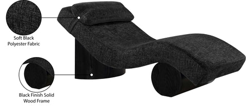 Rowan Black Fabric Upholstered Chaise Lounge, 1 Piece (Style 2)