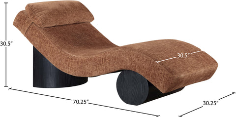 Rowan Cognac Fabric Upholstered Chaise Lounge, 1 Piece (Style 2)