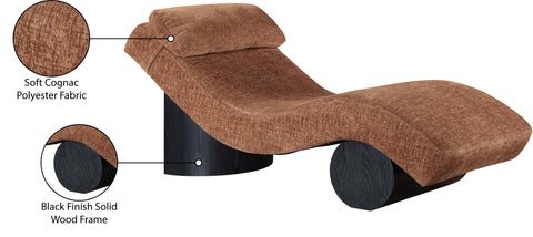 Rowan Cognac Fabric Upholstered Chaise Lounge, 1 Piece (Style 2)