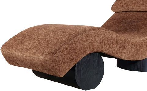 Rowan Cognac Fabric Upholstered Chaise Lounge, 1 Piece (Style 2)
