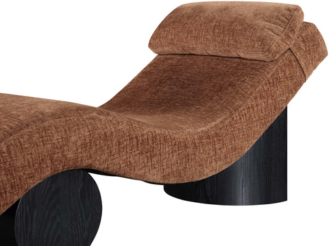 Rowan Cognac Fabric Upholstered Chaise Lounge, 1 Piece (Style 2)