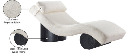 Rowan Cream Fabric Upholstered Chaise Lounge, 1 Piece (Style 2)