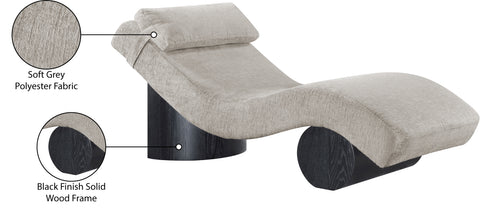 Rowan Grey Fabric Upholstered Chaise Lounge, 1 Piece