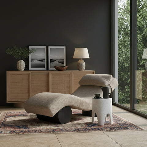Rowan Grey Fabric Upholstered Chaise Lounge, 1 Piece