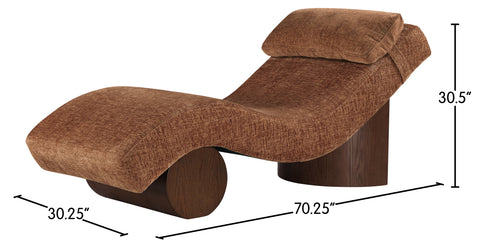 Rowan Cognac Fabric Upholstered Chaise Lounge, 1 Piece (Style 3)