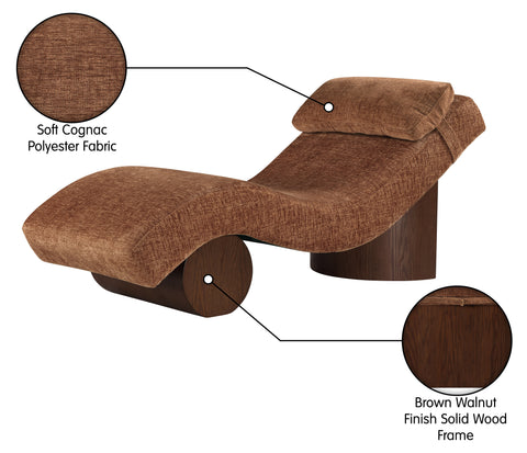 Rowan Cognac Fabric Upholstered Chaise Lounge, 1 Piece (Style 3)