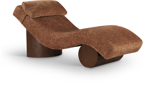 Rowan Cognac Fabric Upholstered Chaise Lounge, 1 Piece (Style 3)