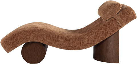 Rowan Cognac Fabric Upholstered Chaise Lounge, 1 Piece (Style 3)