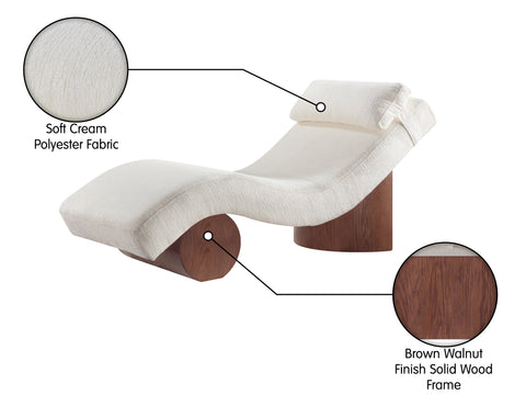Rowan Cream Fabric Upholstered Chaise Lounge, 1 Piece (Style 3)