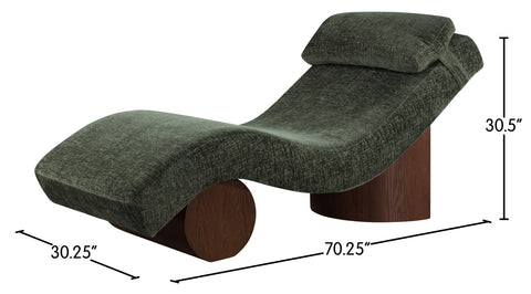 Rowan Green Fabric Upholstered Chaise Lounge, 1 Piece (Style 2)
