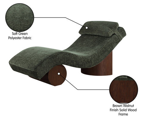 Rowan Green Fabric Upholstered Chaise Lounge, 1 Piece (Style 2)