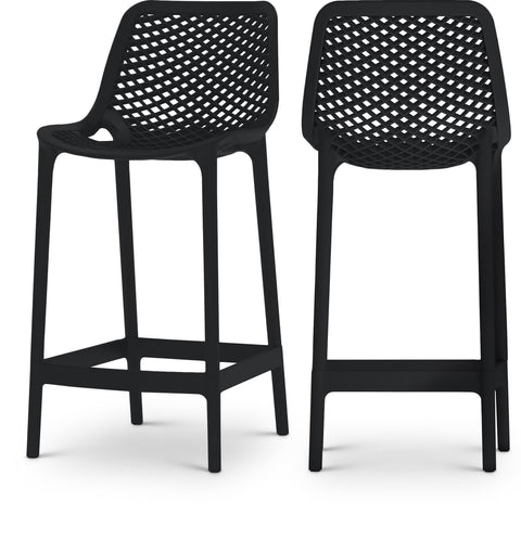 Harlow Black Plastic Outdoor Patio Stool, 4-Piece