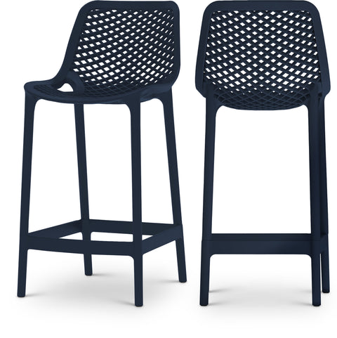 Harlow Navy Plastic Outdoor Patio Stool, 4-Piece