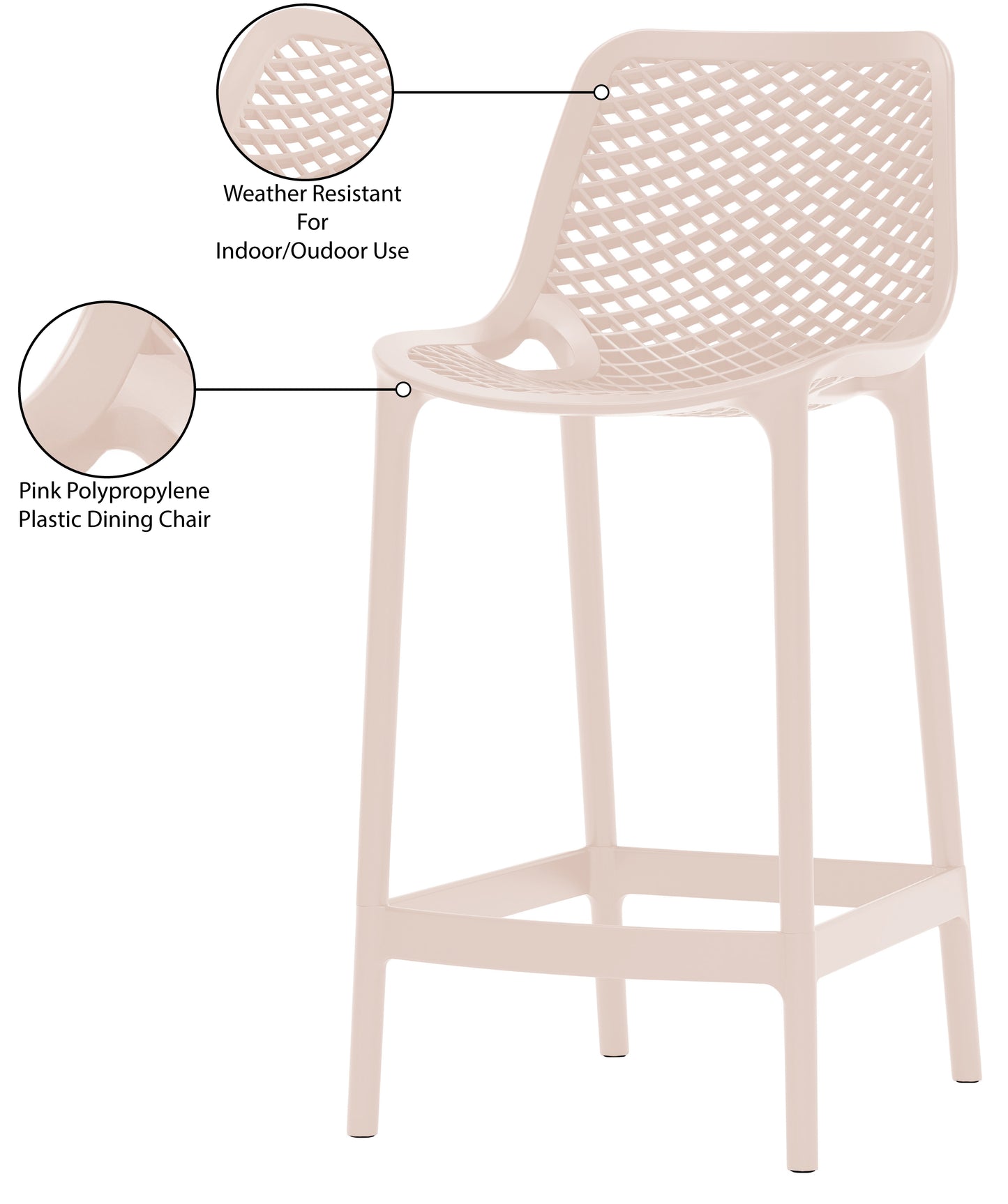 jayce pink outdoor patio stool pink