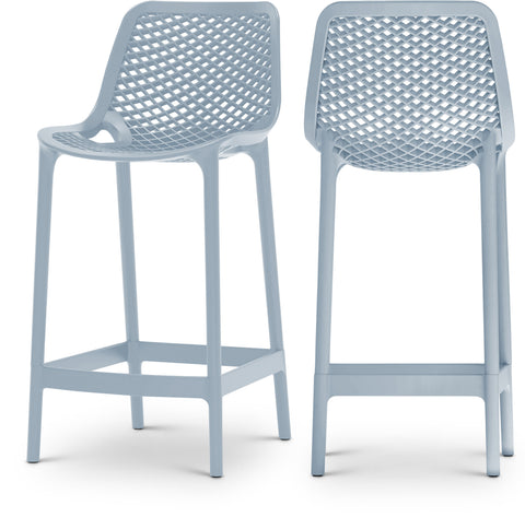 Harlow Sky Blue Plastic Outdoor Patio Stool, 4-Piece