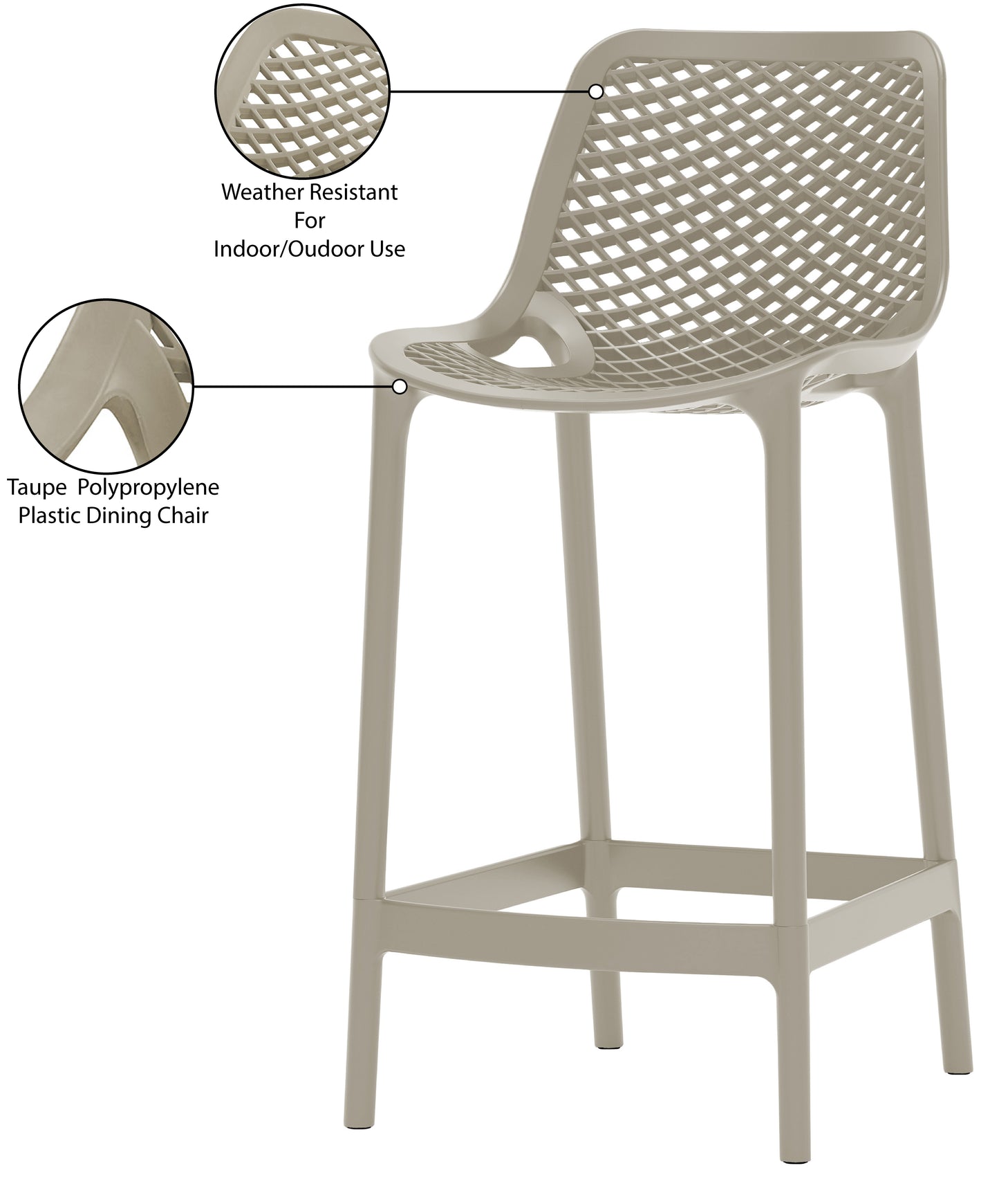 jayce taupe outdoor patio stool taupe