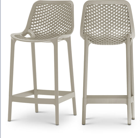 Harlow Taupe Plastic Outdoor Patio Stool, 4-Piece