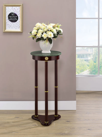 Grant Round Marble Top Accent Side Table Merlot