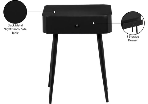 Celeste 17" Black Iron Nightstand, 1 Piece