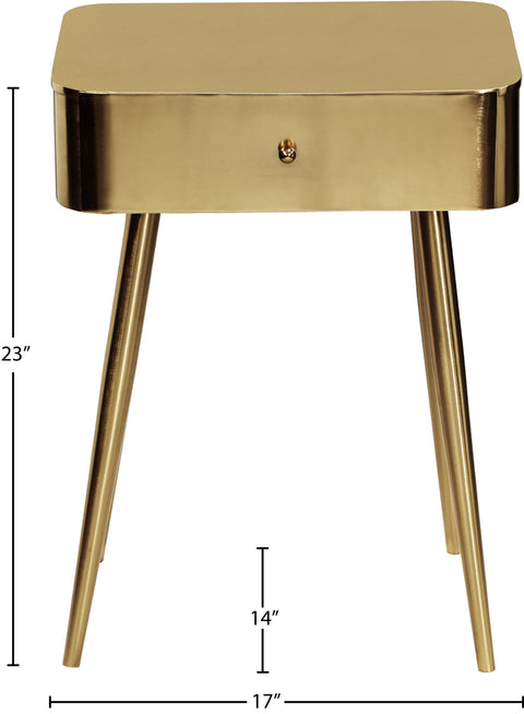 Celeste 17" Gold Iron Nightstand, 1 Piece