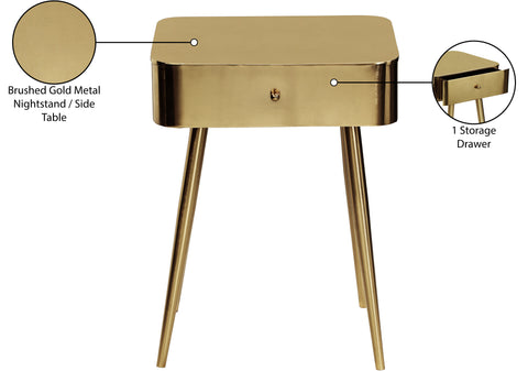Celeste 17" Gold Iron Nightstand, 1 Piece
