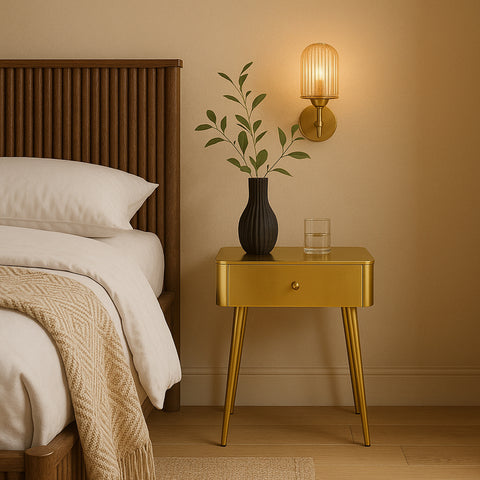 Celeste 17" Gold Iron Nightstand, 1 Piece