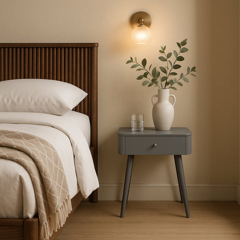 Celeste 17" Grey Iron Nightstand, 1 Piece