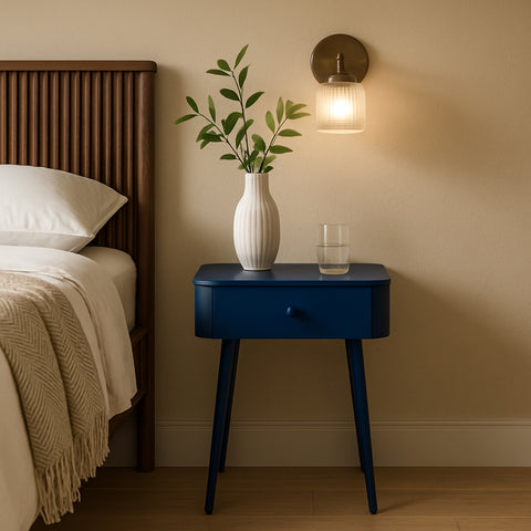 Celeste 17" Navy Iron Nightstand, 1 Piece