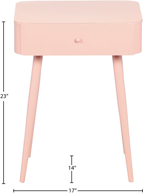 Celeste 17" Pink Iron Nightstand, 1 Piece