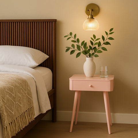 Celeste 17" Pink Iron Nightstand, 1 Piece