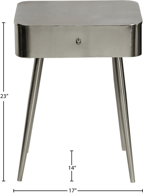 Celeste 17" Silver Iron Nightstand, 1 Piece