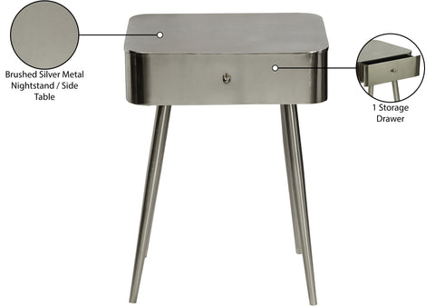 Celeste 17" Silver Iron Nightstand, 1 Piece