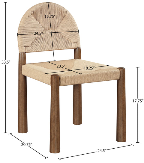 Thea Beige Woven Seagrass Cord And Solid Wood Dining Chair, 2-Piece