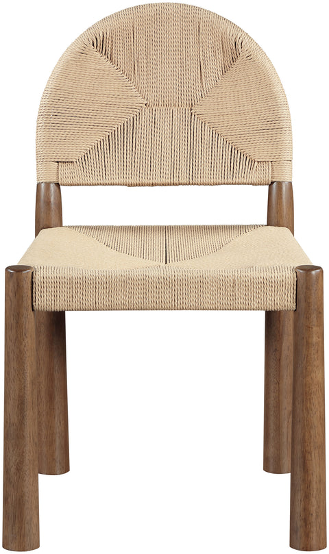 Thea Beige Woven Seagrass Cord And Solid Wood Dining Chair, 2-Piece
