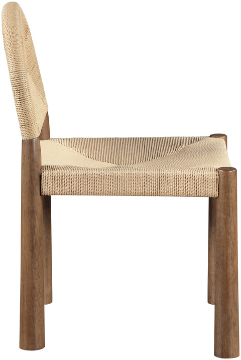 Thea Beige Woven Seagrass Cord And Solid Wood Dining Chair, 2-Piece