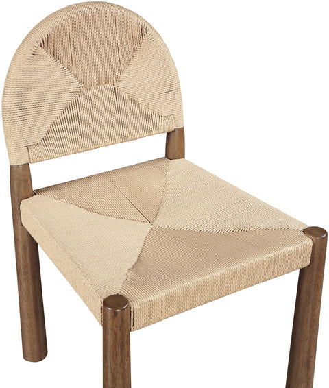 Thea Beige Woven Seagrass Cord And Solid Wood Dining Chair, 2-Piece