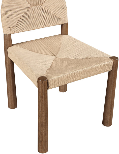 Thea Beige Woven Seagrass Cord And Solid Wood Dining Chair, 2-Piece