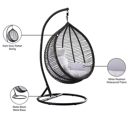 Zane Dark Grey Fabric Outdoor Patio Swing Chair