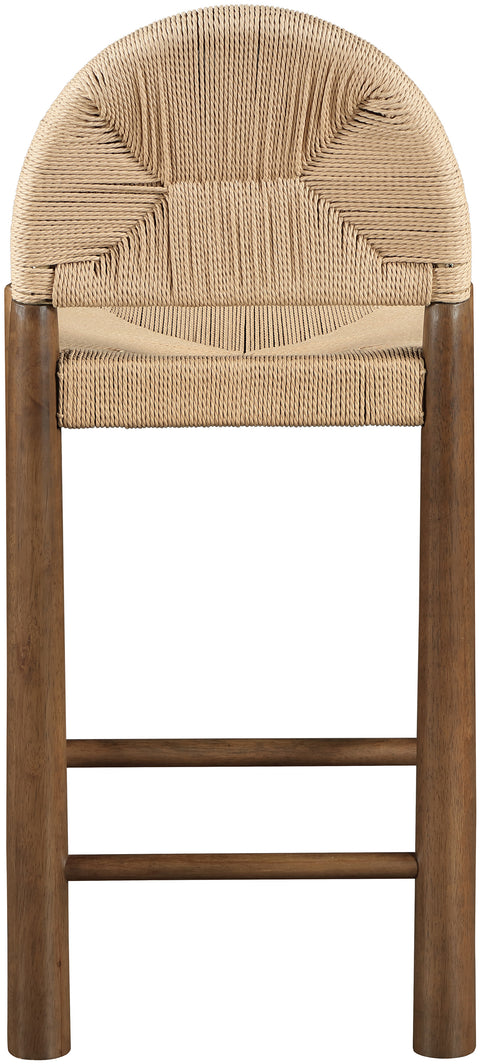 Thea Beige Woven Seagrass Cord And Solid Wood Counter Stool, 1 Piece