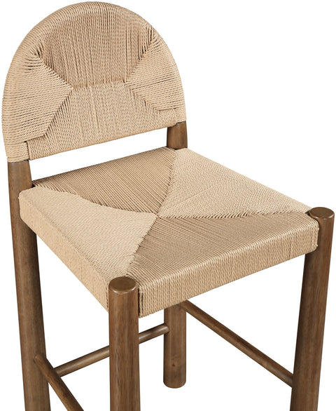 Thea Beige Woven Seagrass Cord And Solid Wood Counter Stool, 1 Piece