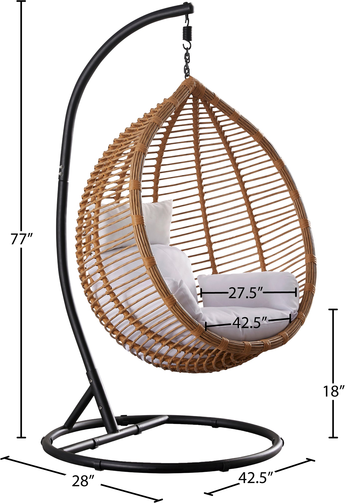 zane natural color outdoor patio swing chair