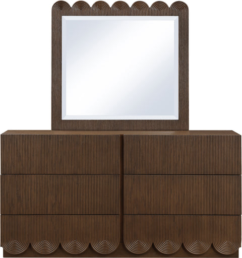 Vale 36" Brown Oak Veneer Frame Mirror, 1 Piece