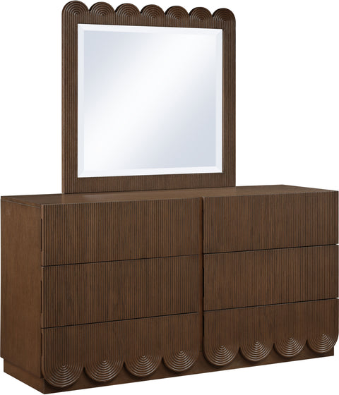 Vale 36" Brown Oak Veneer Frame Mirror, 1 Piece