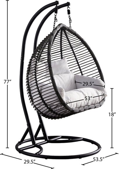 Zane Dark Grey Fabric Outdoor Patio Double Swing Chair